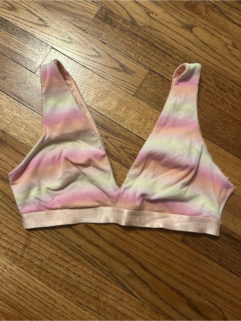 Victoria's Secret Pastel Tie-Dye Ribbed Bralette - Pink, Orange & Yellow